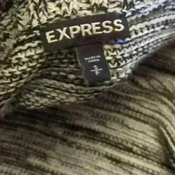 Express Black/White Long Open Cardigan Sweater - Picture 3 of 4